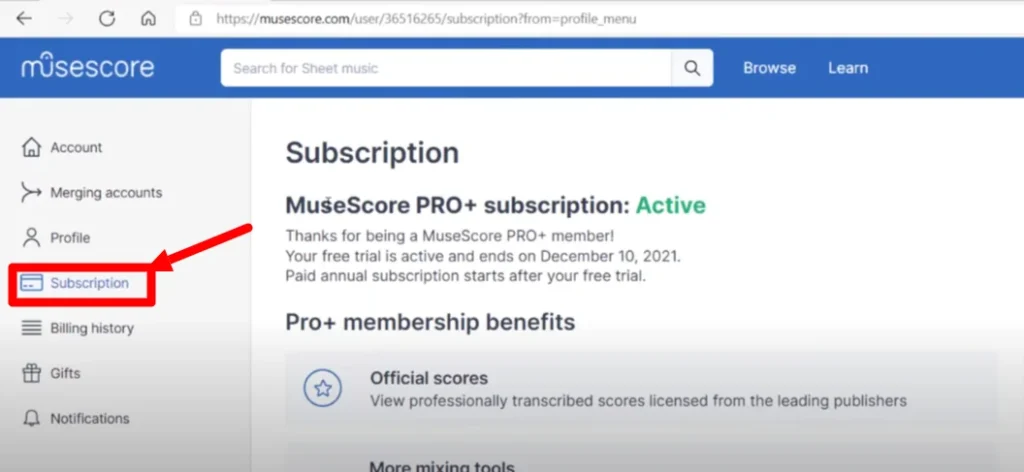 Click On Subscriptions