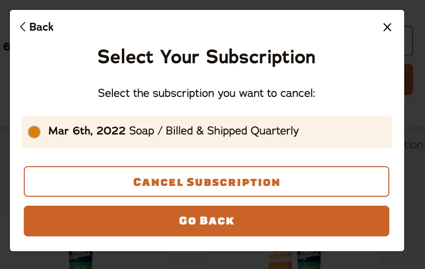 Click on CANCEL SUBSCRIPTION