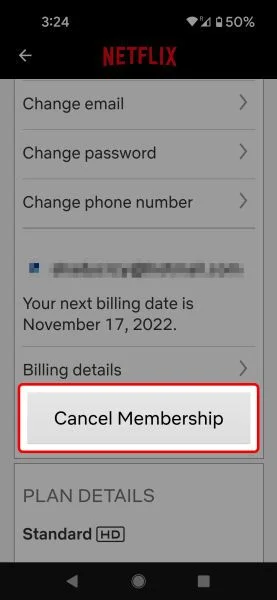 Click On Cancel Membership